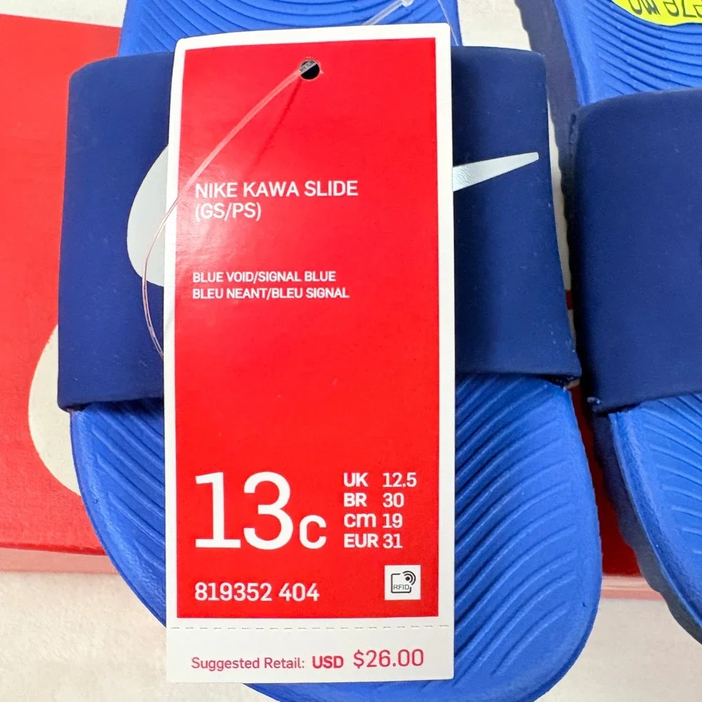 Nike‎ Kawa Slide Kids Sz 13 C Blue Void Sandals 819352-404 New in Box